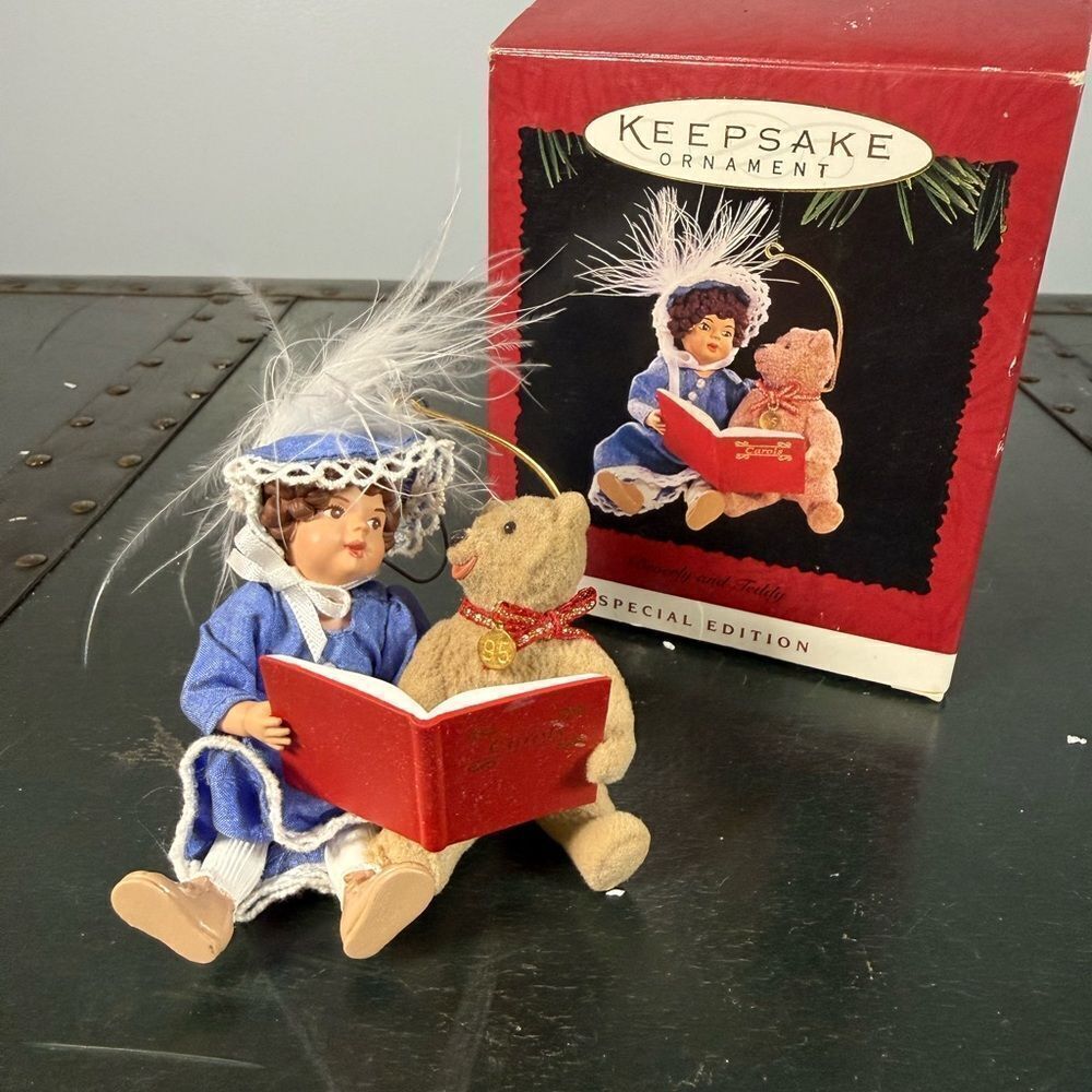 Beverly and Teddy Special Edition 1995 Hallmark Keepsake Ornament Girl and Bear